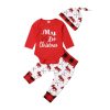 Lovely Baby Boy Girl My First Christmas Letter Romper Kids T-Shirts Pant  Hat Outfits - Image 3
