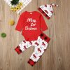 Lovely Baby Boy Girl My First Christmas Letter Romper Kids T-Shirts Pant  Hat Outfits - Image 4