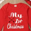 Lovely Baby Boy Girl My First Christmas Letter Romper Kids T-Shirts Pant  Hat Outfits - Image 5